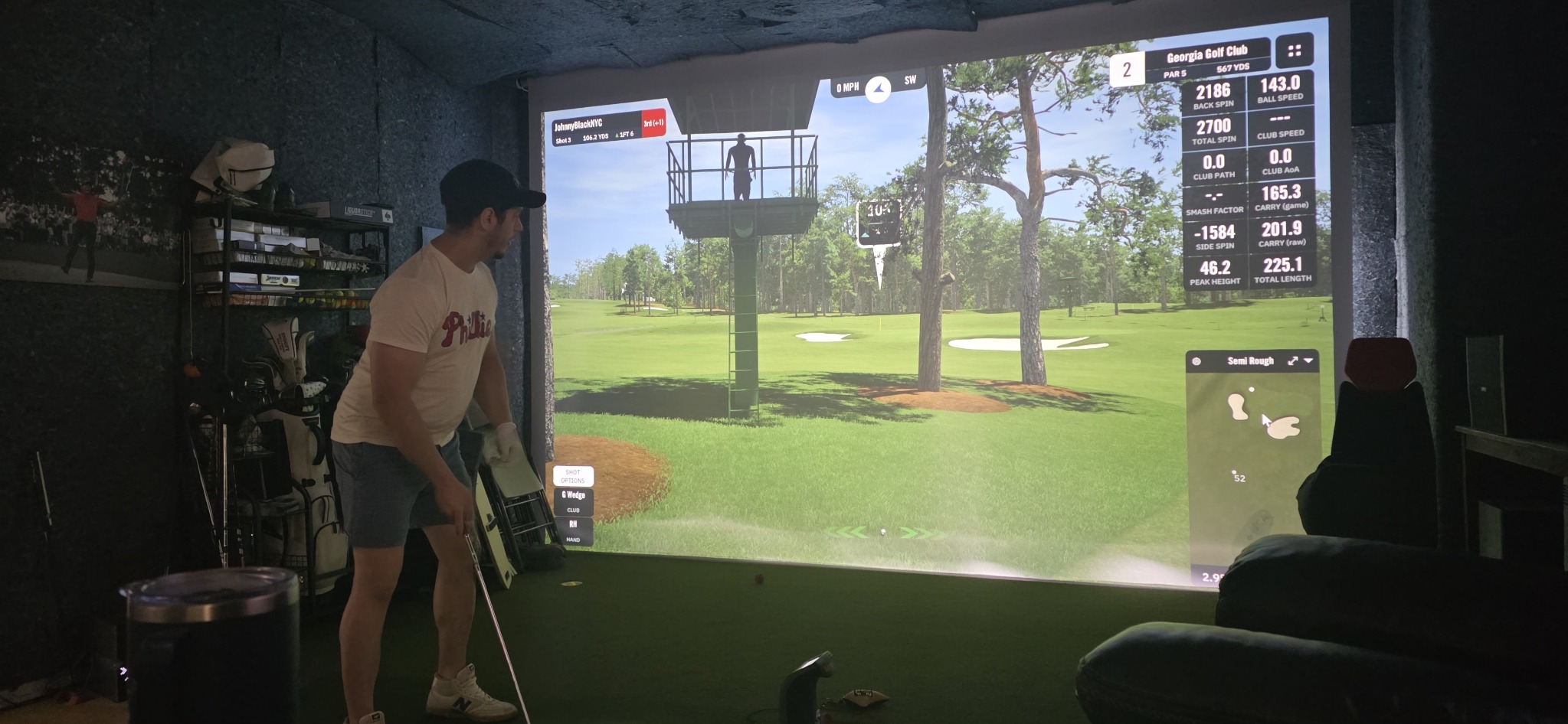 A professional-level golf simulator built inside a rental apartment